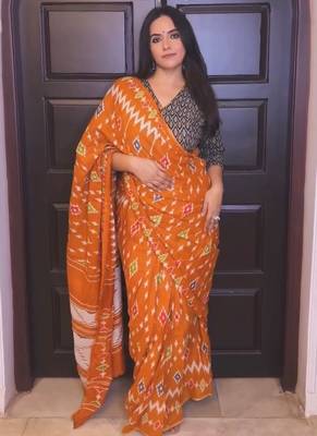 Hand block print mulmul cotton sarees 5