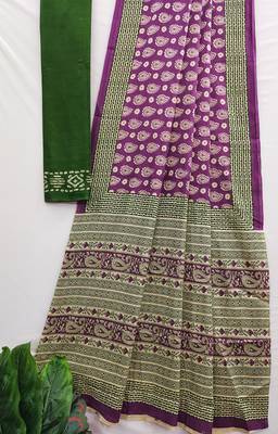 Ajrakh fancy hand block mulmul cotton sarees 4