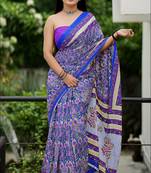 Ajrakh fancy hand block mulmul cotton sarees