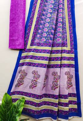 Ajrakh fancy hand block mulmul cotton sarees 4