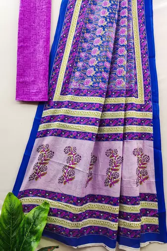 Ajrakh fancy hand block mulmul cotton sarees
