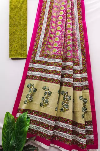 Ajrakh fancy hand block mulmul cotton sarees