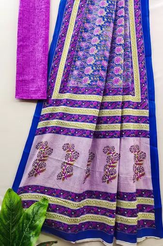 Ajrakh fancy hand block mulmul cotton sarees