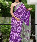 Ajrakh fancy hand block mulmul cotton sarees