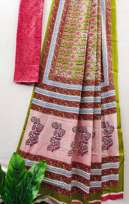Ajrakh fancy hand block mulmul cotton sarees 3