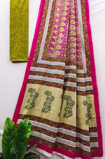 Ajrakh fancy hand block mulmul cotton sarees