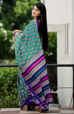 Ajrakh fancy hand block mulmul cotton sarees 3