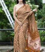 Ajrakh fancy hand block mulmul cotton sarees