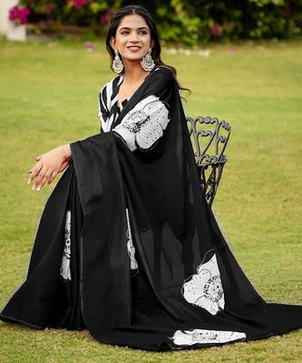 Pure cotton hand  block print flower test sarees 4