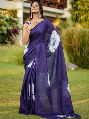 Pure cotton hand  block print flower test sarees 3