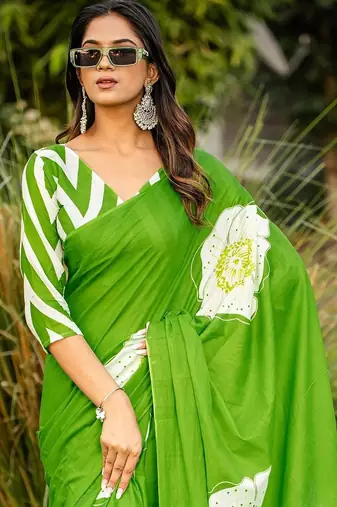 Pure cotton hand  block print flower test sarees