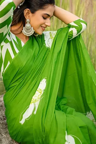 Pure cotton hand  block print flower test sarees