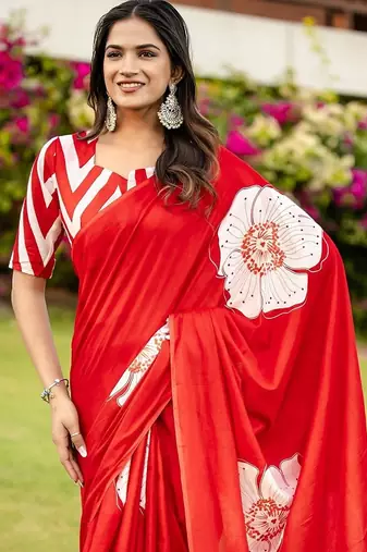 Pure cotton hand  block print flower test sarees