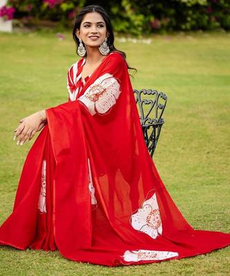 Pure cotton hand  block print flower test sarees 4