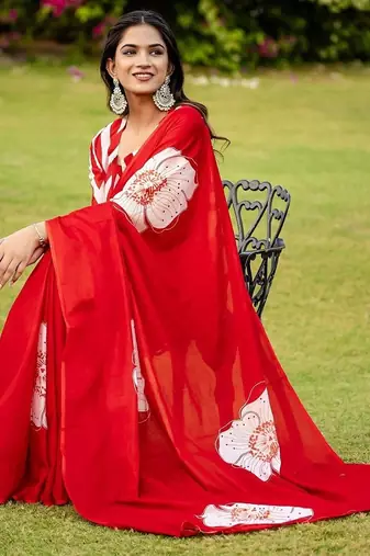 Pure cotton hand  block print flower test sarees