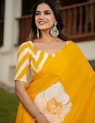 Pure cotton hand  block print flower test sarees 2