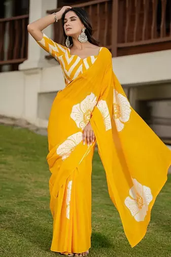 Pure cotton hand  block print flower test sarees