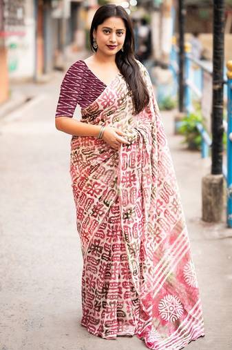 Bagru block print  mulmul cotton sarees