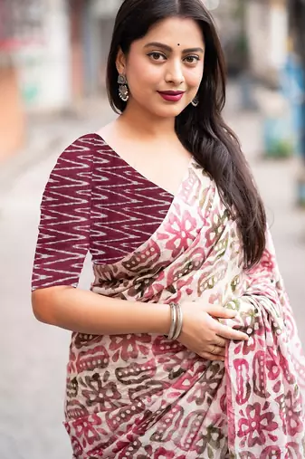 Bagru block print  mulmul cotton sarees
