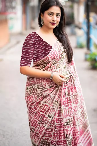 Bagru block print  mulmul cotton sarees