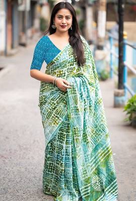 Bagru block print  mulmul cotton sarees 1