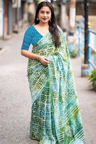 Bagru block print  mulmul cotton sarees