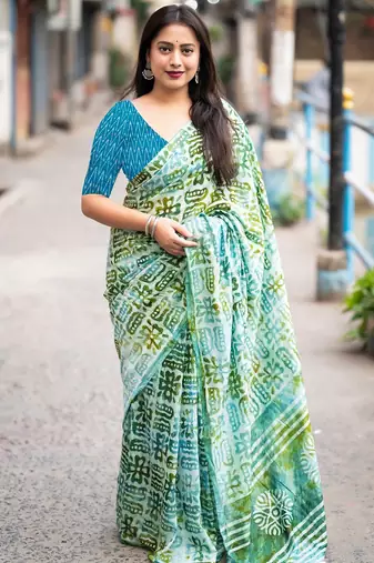 Bagru block print  mulmul cotton sarees