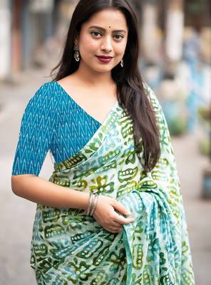 Bagru block print  mulmul cotton sarees 2