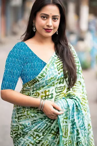 Bagru block print  mulmul cotton sarees