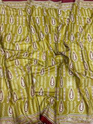 Ajrakh fancy hand block mulmul cotton sarees 2