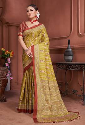 Ajrakh fancy hand block mulmul cotton sarees 3