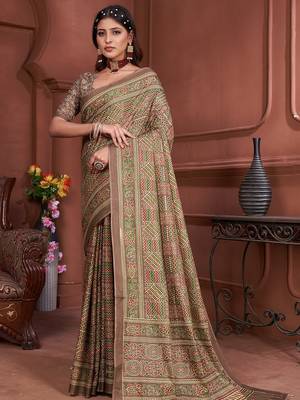 Ajrakh fancy hand block mulmul cotton sarees 1