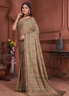 Ajrakh fancy hand block mulmul cotton sarees 3