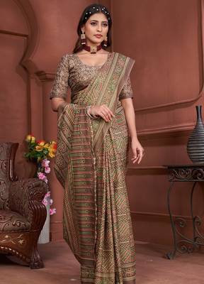 Ajrakh fancy hand block mulmul cotton sarees 4