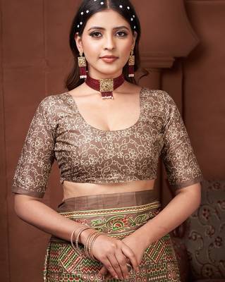 Ajrakh fancy hand block mulmul cotton sarees 5