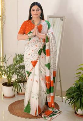 Mulmul cotton hand block printed with mirror work 1