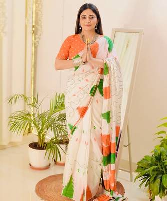 Mulmul cotton hand block printed with mirror work 5