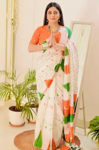 Mulmul cotton hand block printed with mirror work