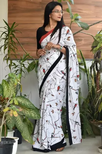 Cotton jaipur block print sarees with and blouse pice