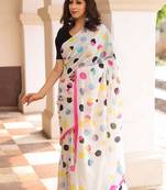 Pure cotton white and pink  block print sarees with blouse pice