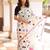 Pure cotton white and pink  block print sarees with blouse pice