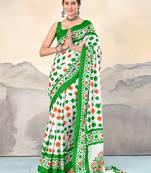Pure cotton tiranga block printed sarees with blouse pice