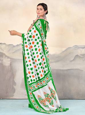 Pure cotton tiranga block printed sarees with blouse pice 4