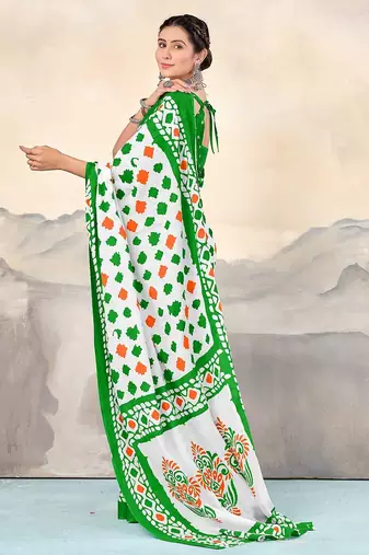 Pure cotton tiranga block printed sarees with blouse pice