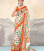 Pure cotton tiranga block printed sarees with blouse pice
