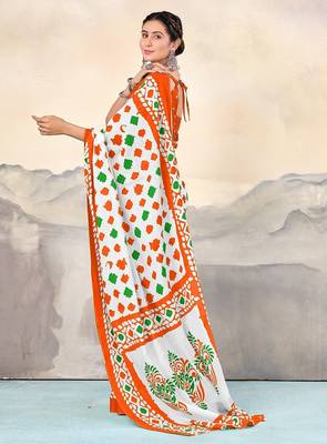 Pure cotton tiranga block printed sarees with blouse pice 4