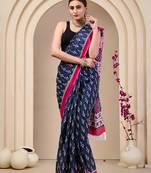 Jaipur hand block ikkat print sarees