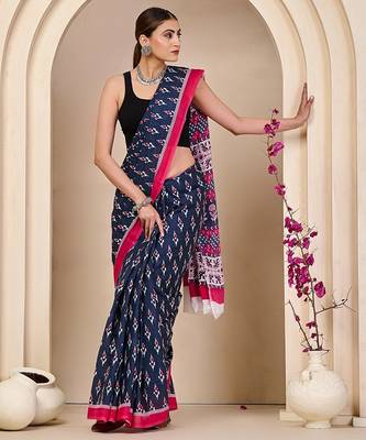 Jaipur hand block ikkat print sarees 3
