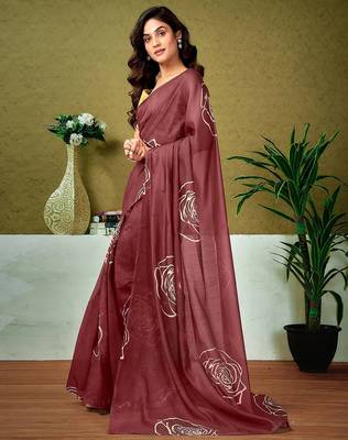 Bagru rose flower print sarees with printed blouse 3