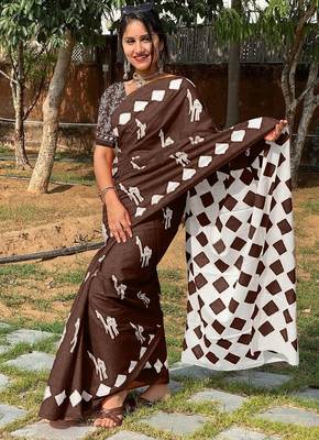 Pure cotton fancy cemal animal tranding jaipur block print sarees 1
